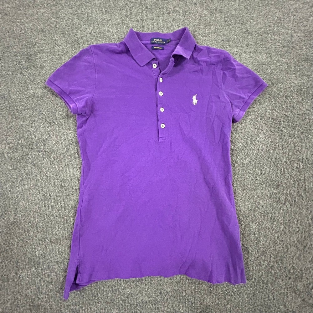 Polo Ralph Lauren Polo Womens Size M Purple Stretch Mesh Slim Fit Short Sleeve